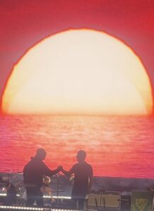 Oasis Sunset handshake